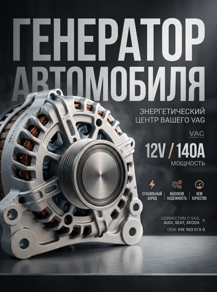 Генератор VAG (Volkswagen, Audi, Skoda, Seat). 04E903015G