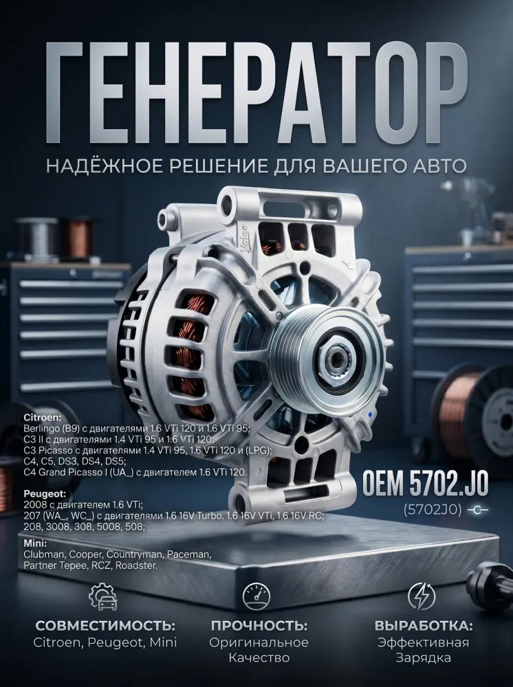 Генератор Citroen, Peugeot и Mini. EP6 5702.J0