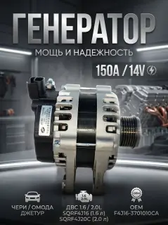 Генератор  Chery, Exeed, Omoda, Jaecoo и Jetour F4J163701010CA