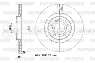 Диск тормозной передний HAVAL Jolion 1.5 (21-) передний PATRON PBD1328 2 шт. в упаковке